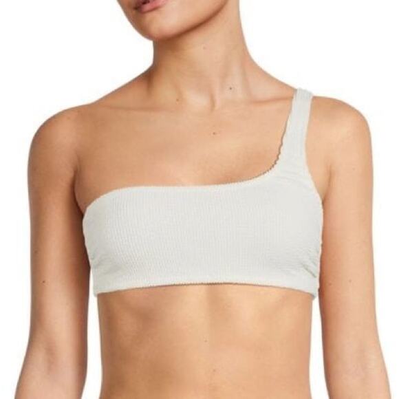 NWT Good American Always Fits One Shoulder Bikini Top in Ivory 00/0 (XXS/XS) - Picture 1 of 6